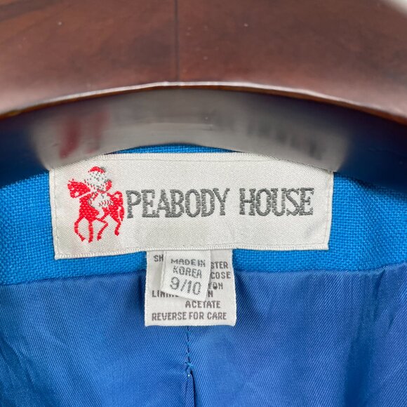 Vintage 80s 90s Bright Teal Blue Boxy Double Breasted Blazer Peabody House M - Picture 6 of 15